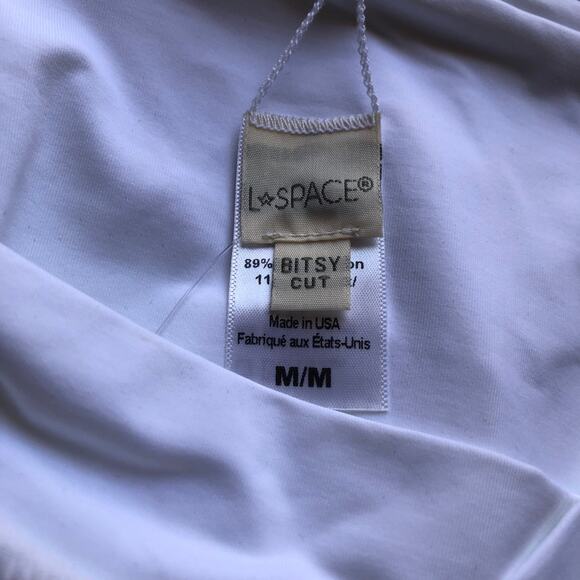 L Space Court Bitsy Cut White Ribbed Bikini Bottom Stretch Women's Sz Medium NWT - Picture 8 of 13